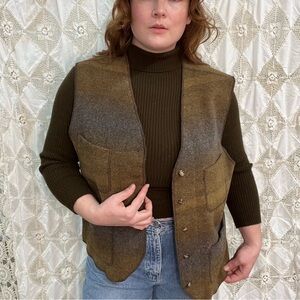 Vintage Gap 90s Brown Plaid Sweater Vest / Size XL / Wool